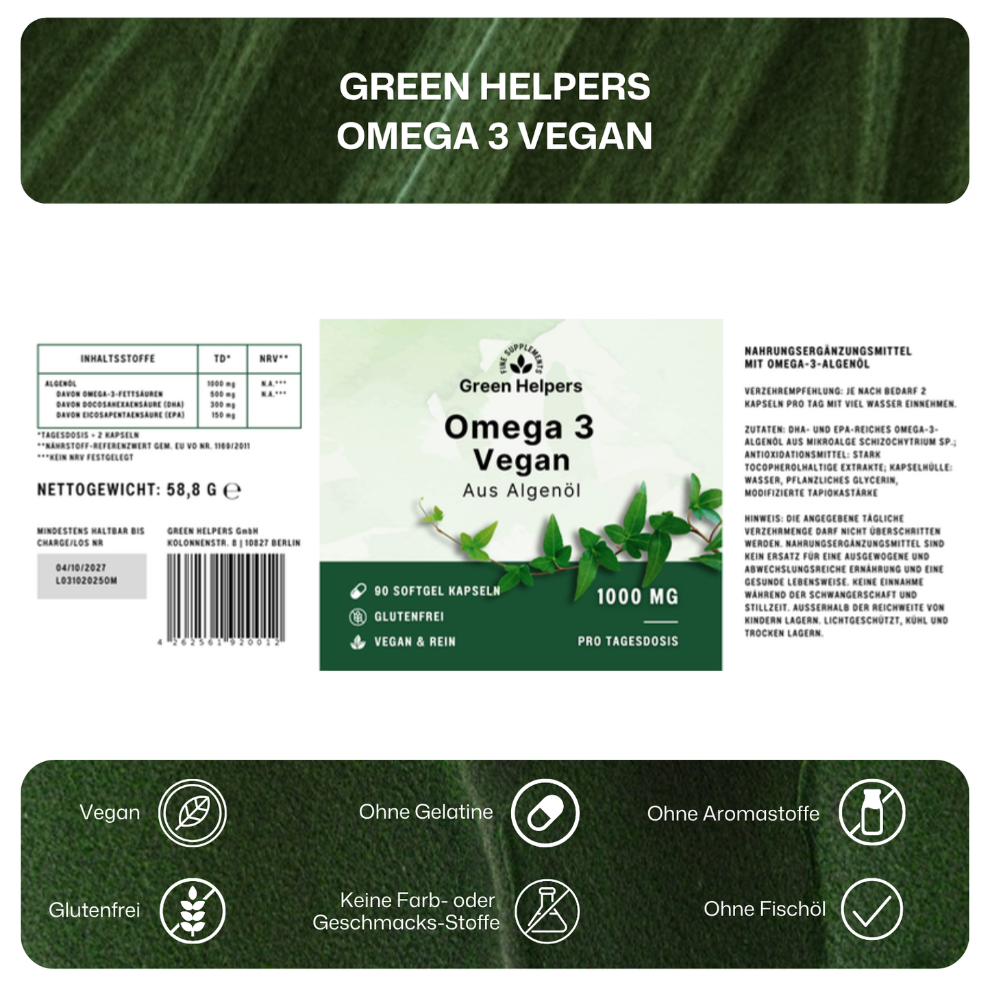 Omega 3 Vegan Kapseln von Green Helpers – Detailansicht 8