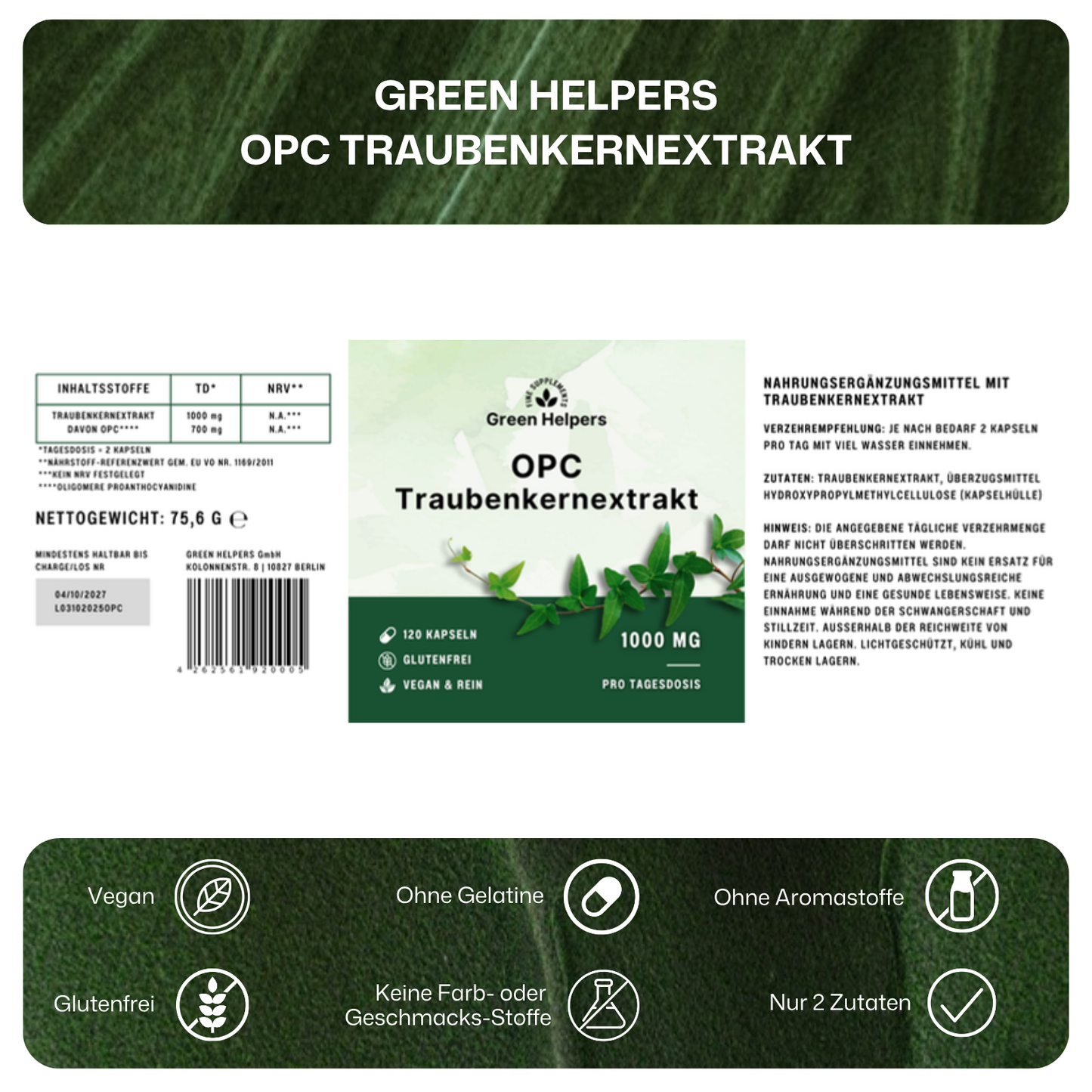 OPC Traubenkernextrakt Kapseln von Green Helpers – Detailansicht 8