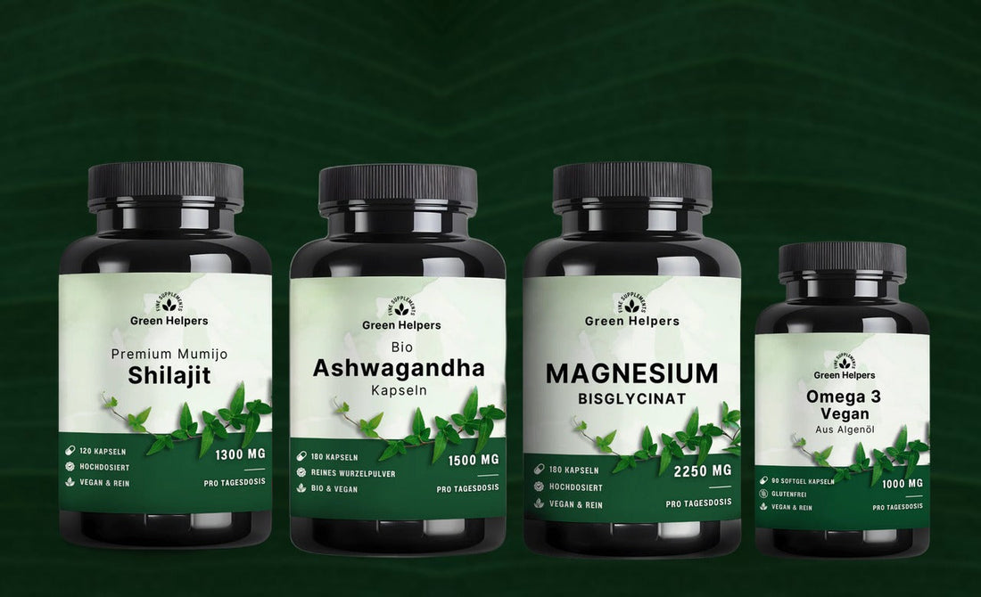 Green Helpers Bio-Produkte vor grünem Blatt
