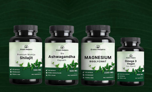 Green Helpers Bio-Produkte vor grünem Blatt