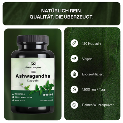 Bio Ashwagandha Kapseln von Green Helpers – Detailansicht 2
