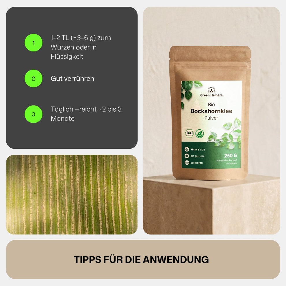 Bio Bockshornklee Pulver von Green Helpers, Tipps fuer die Anwendung