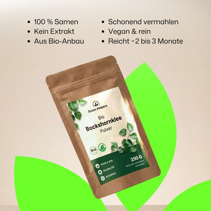 Bio Bockshornklee Pulver von Green Helpers, Produktvorteile im Ueberblick