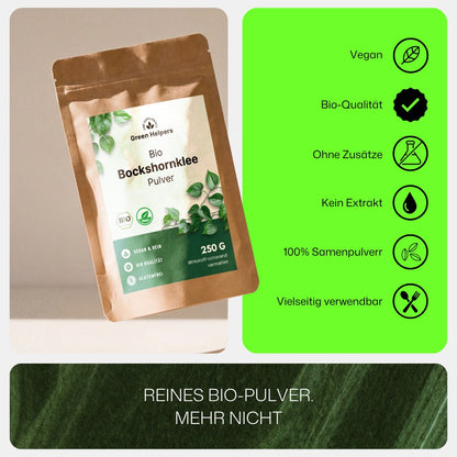 Bio Bockshornklee Pulver von Green Helpers, reines Bio-Pulver