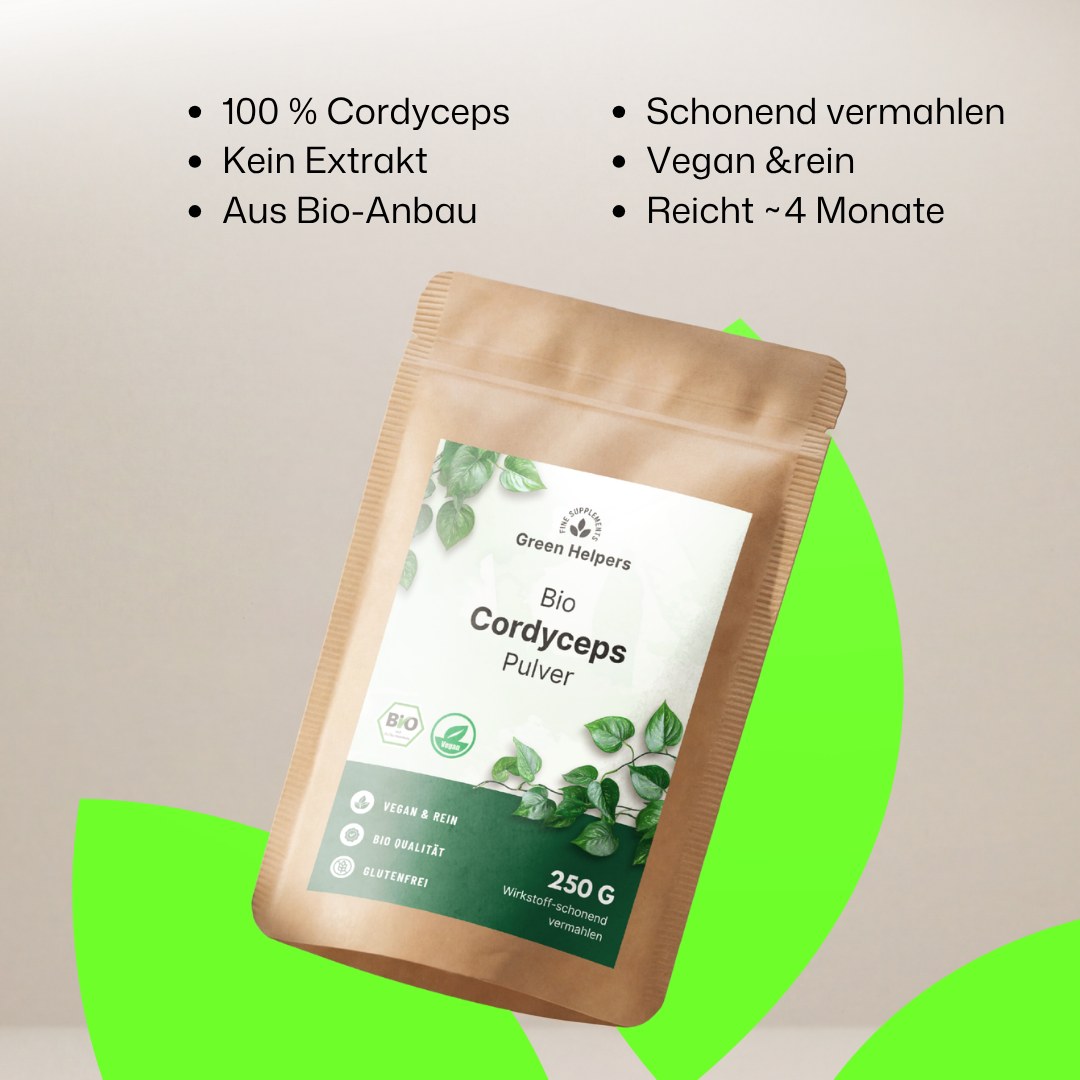 Bio Cordyceps Pulver von Green Helpers, Produktvorteile im Ueberblick