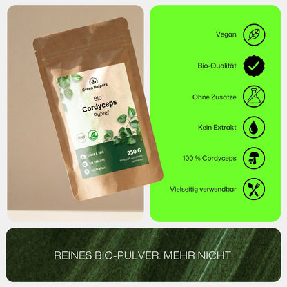 Bio Cordyceps Pulver von Green Helpers, reines Bio-Pulver