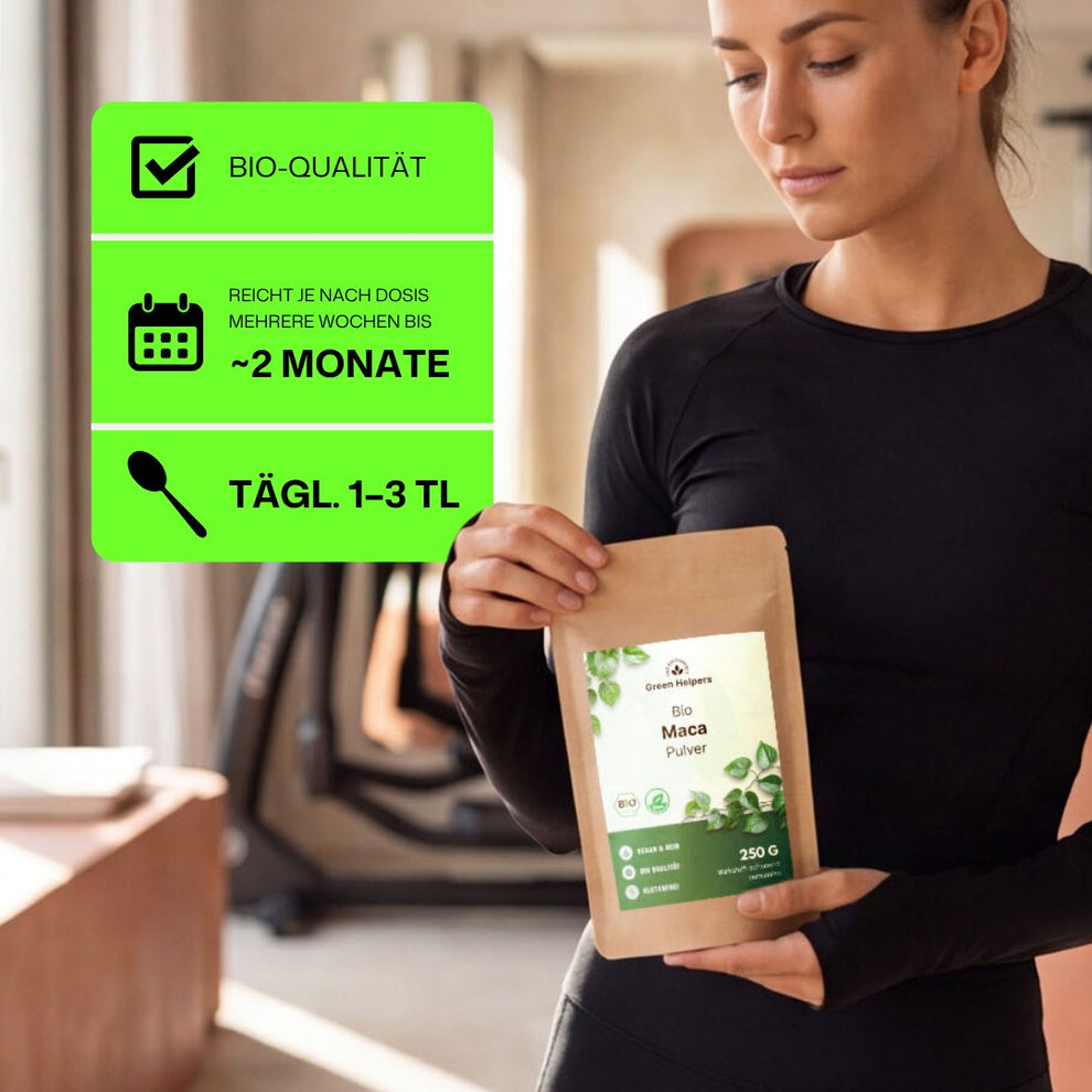 Bio Maca Pulver 250 g von Green Helpers in der Anwendung