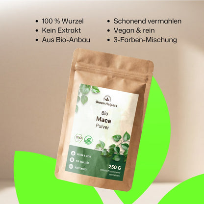 Bio Maca Pulver von Green Helpers, Produktvorteile im Ueberblick