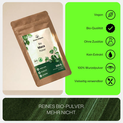Bio Maca Pulver von Green Helpers, reines Bio-Pulver