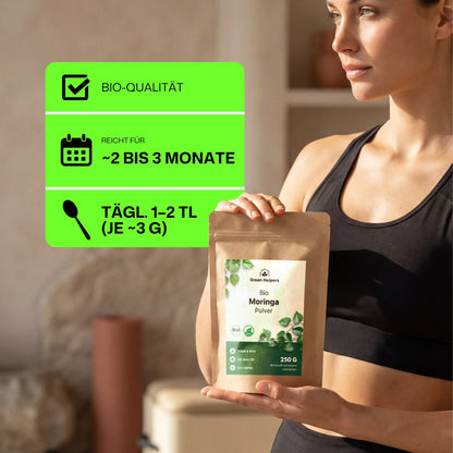 Bio Moringa Pulver 250 g von Green Helpers in der Anwendung