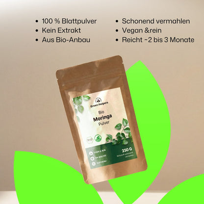 Bio Moringa Pulver von Green Helpers, Produktvorteile im Ueberblick