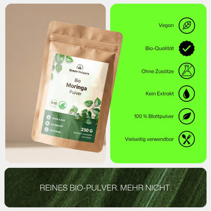 Bio Moringa Pulver von Green Helpers, reines Bio-Pulver