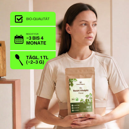Bio Reishi Vitalpilz Pulver 250 g von Green Helpers in der Anwendung