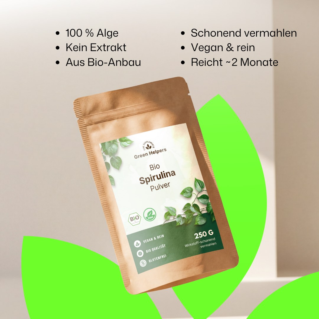 Bio Spirulina Pulver von Green Helpers, Produktvorteile im Ueberblick