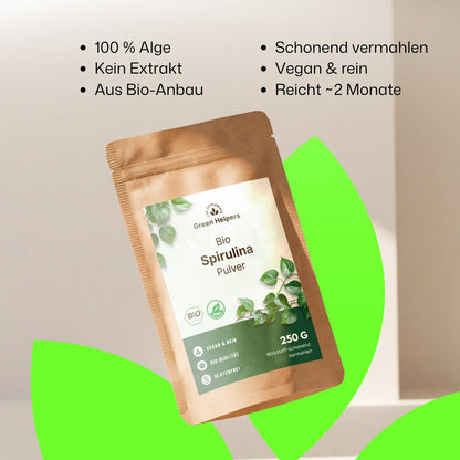 Bio Spirulina Pulver von Green Helpers, Produktvorteile im Ueberblick