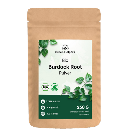 Bio Klettenwurzel Pulver 250 g im Kraftbeutel von Green Helpers, freigestellt