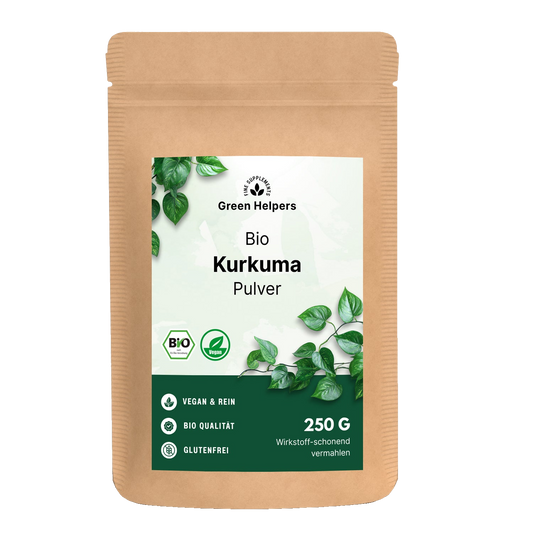 Bio Kurkuma Pulver 250 g im Kraftbeutel von Green Helpers, freigestellt