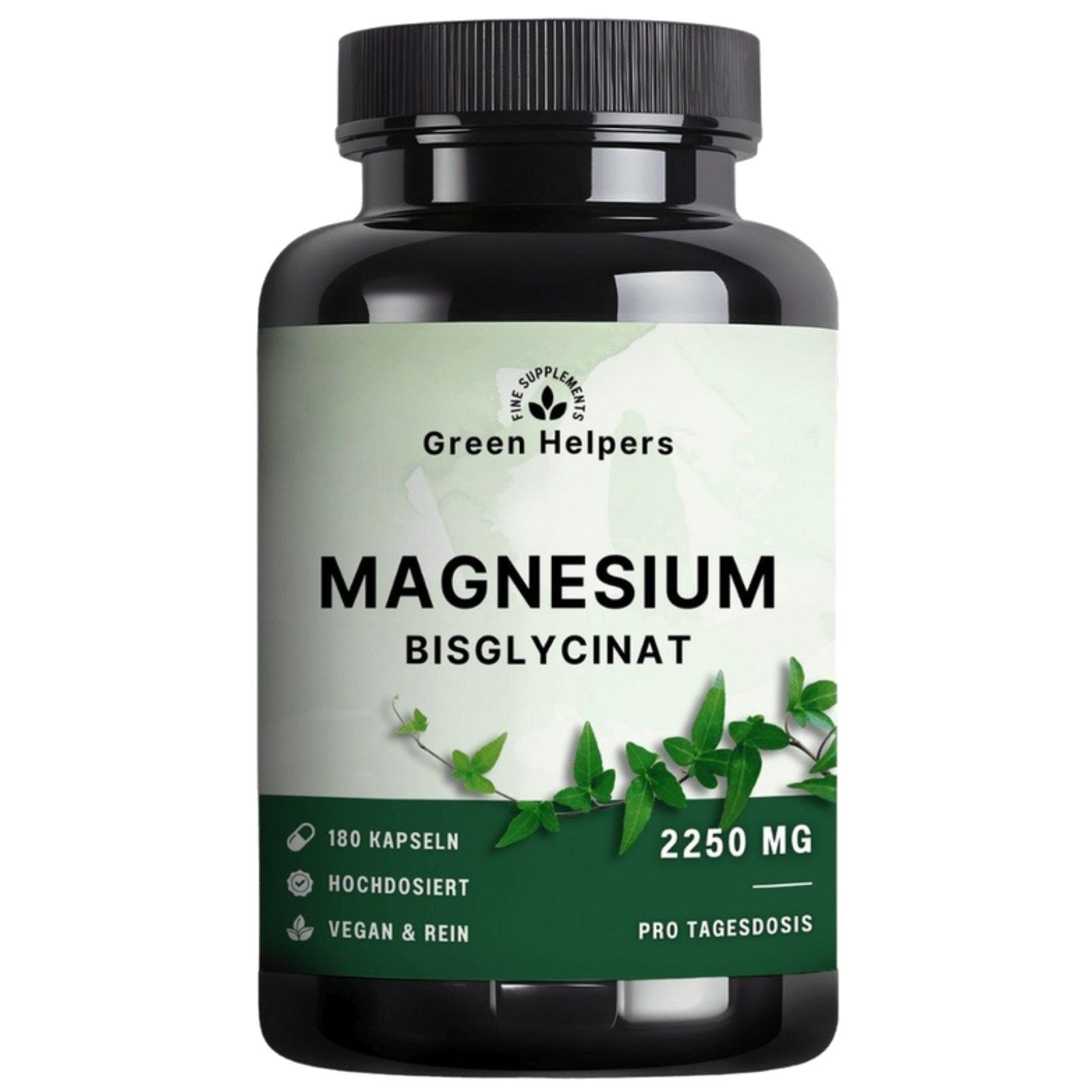 Magnesium Bisglycinat Kapseln von Green Helpers – 180 Kapseln, 292,5 mg elementares Magnesium pro Tagesdosis