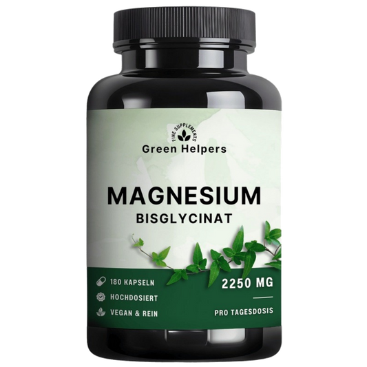 Magnesium Bisglycinat Kapseln von Green Helpers – 180 Kapseln, 292,5 mg elementares Magnesium pro Tagesdosis