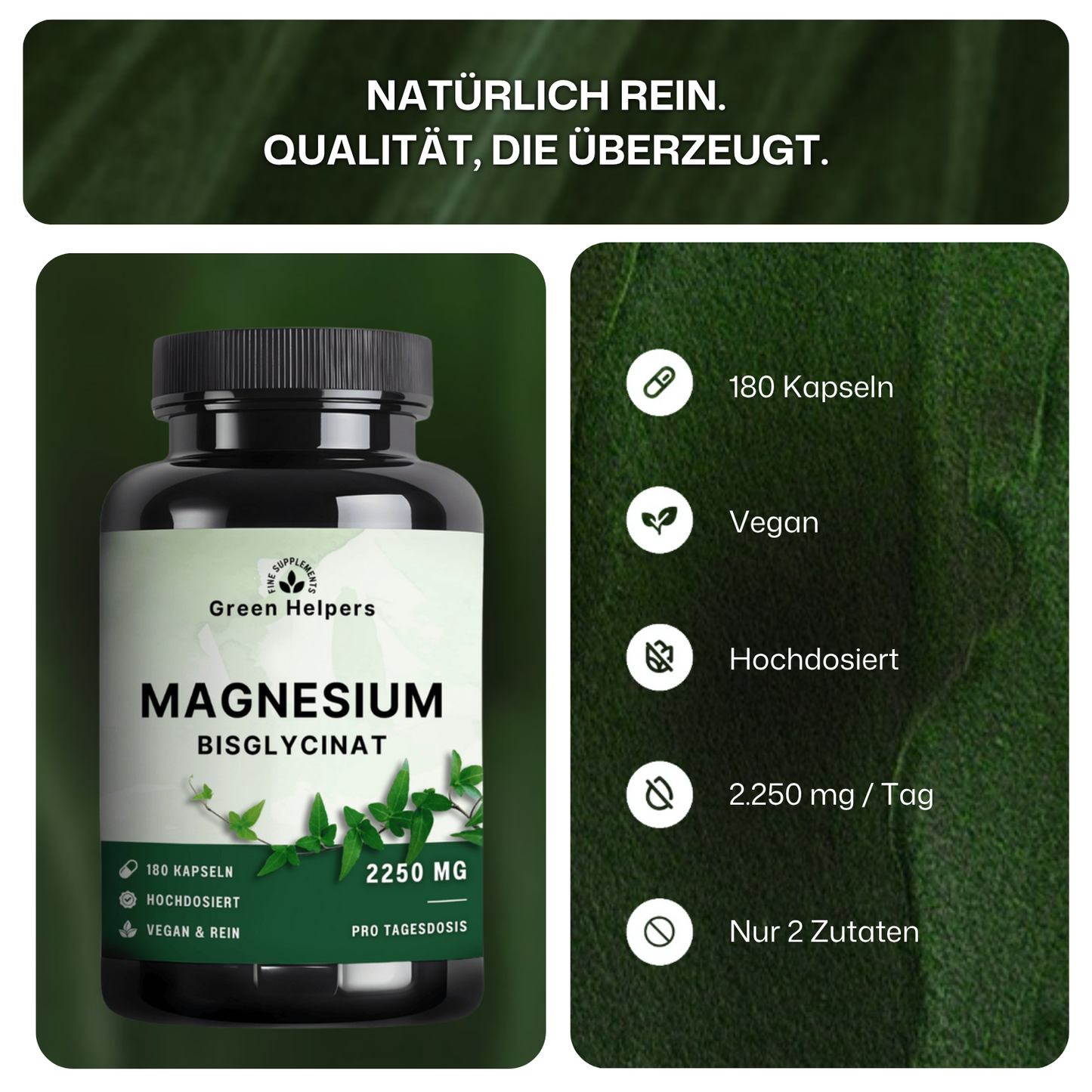 Magnesium Bisglycinat Kapseln von Green Helpers – Detailansicht 2