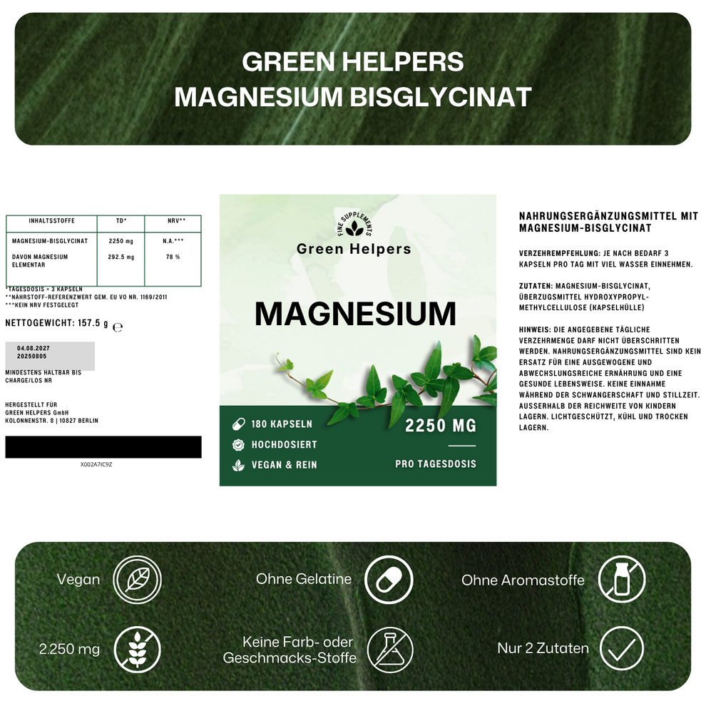 Magnesium Bisglycinat Kapseln von Green Helpers – Detailansicht 8