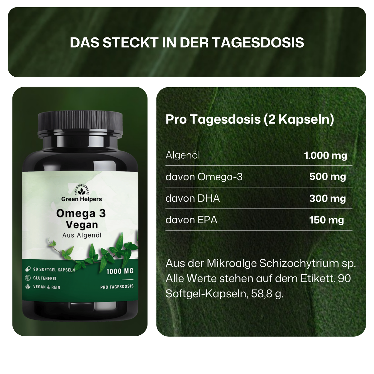 Green Helpers Omega 3 Vegan Kapseln - was in der Tagesdosis steckt