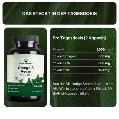 Green Helpers Omega 3 Vegan Kapseln - was in der Tagesdosis steckt