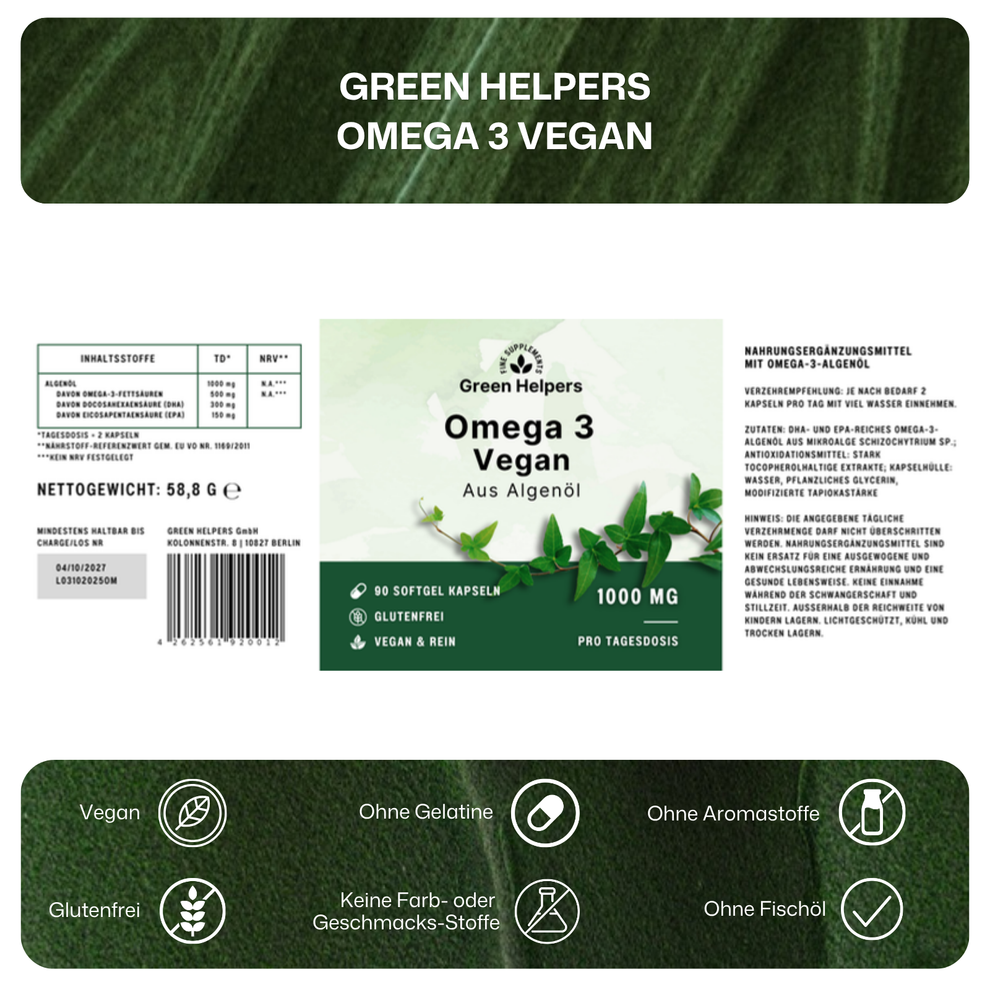 Omega 3 Vegan Kapseln von Green Helpers – Detailansicht 8