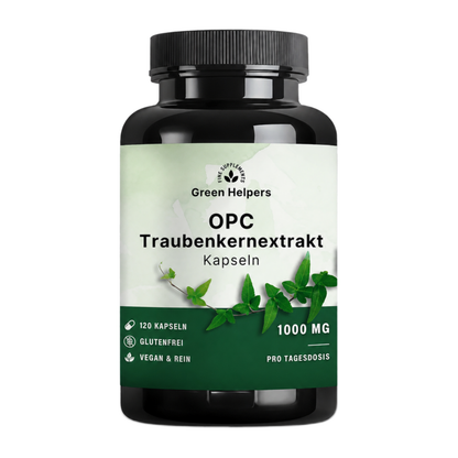 OPC Traubenkernextrakt Kapseln von Green Helpers – 120 Kapseln, 1.000 mg Traubenkernextrakt mit 700 mg OPC pro Tagesdosis