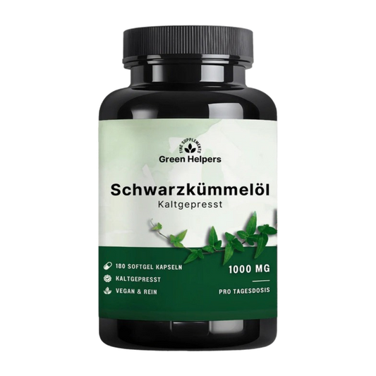 Schwarzkümmelöl Kapseln von Green Helpers – 180 Softgel-Kapseln, 1.000 mg kaltgepresst pro Tagesdosis