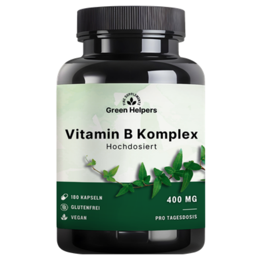 Vitamin B Komplex Kapseln von Green Helpers – 180 Kapseln, alle 8 B-Vitamine, 400 mg pro Tagesdosis