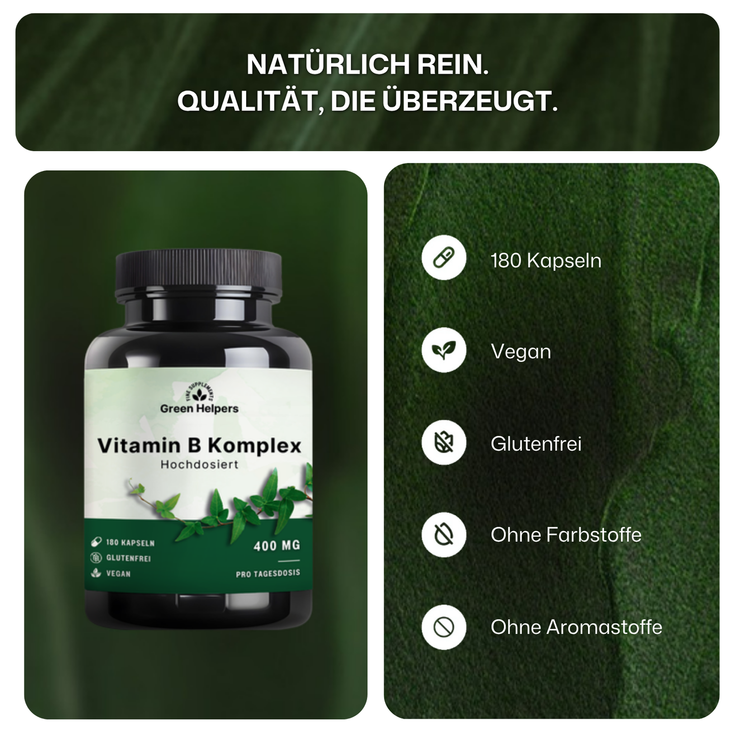 Vitamin B Komplex Kapseln von Green Helpers – Detailansicht 2