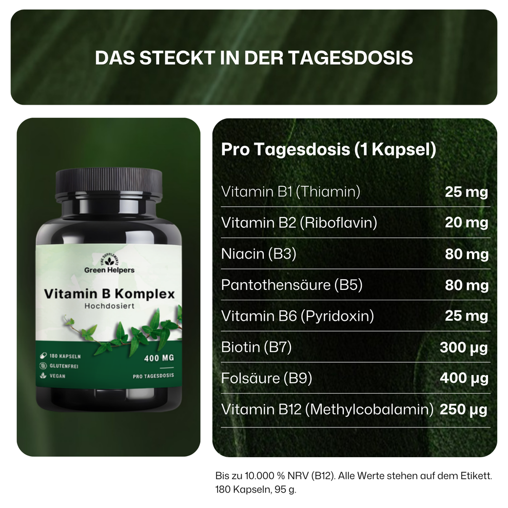 Green Helpers Vitamin B Komplex Kapseln - was in der Tagesdosis steckt